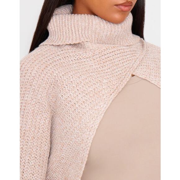 PrettyLittleThing Beige Extreme Cropped Knit Sweater UK Size Medium NWT - Picture 4 of 7